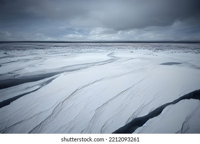 Desolate Icy Landscape. Frozen Tundra. Ice Floes.