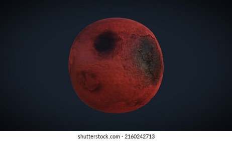 Destroyed Red Planet In Solar System Formation, 3D Illustration, Can Be Used As Wallpaper, Background, Painting Or Story Book