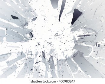 Destructed Or Shattered Glass Isolated Over White Background