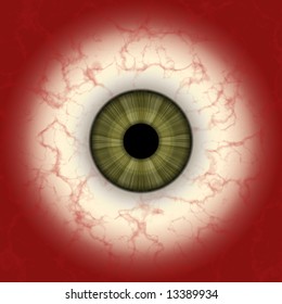 Detail closeup view of bloodshot eye