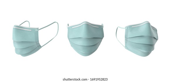 Detailed 3d Render Medical Mask With 3 Angles In Isolated Background