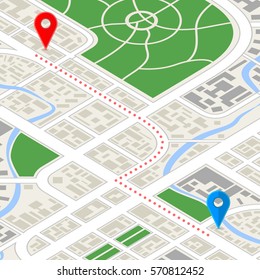 Detailed City Map Isometric View Gps Stock Illustration 570812452 ...