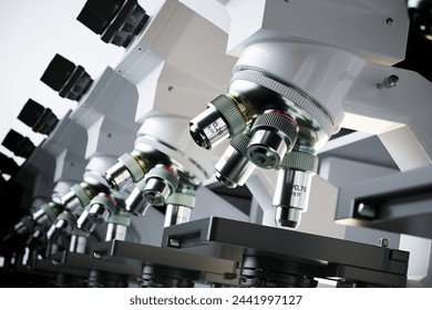 A detailed close-up showcasing a state-of-the-art laboratory microscope, equipped with high-magnification lenses, pivotal for cutting-edge research and medical diagnosis. - Powered by Shutterstock