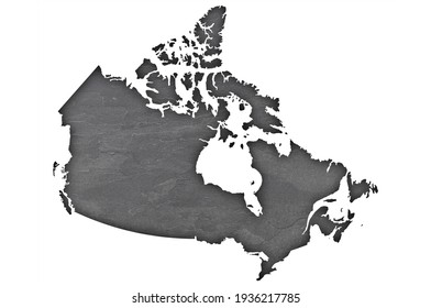 Detailed and colorful image of map of Canada on dark slate