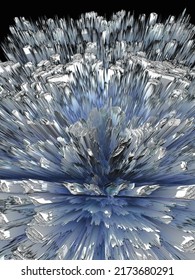 Detailed Creative Pattern And Design Frozen Ice Sculpture Style In Shades Of BLUE 3D Illustration