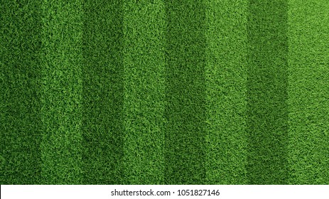 Detailed green soccer field grass lawn texture from above (3D Rendering)