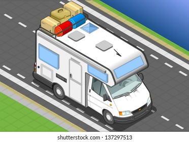 Detailed Illustration Of A Isometric Camper In Front View