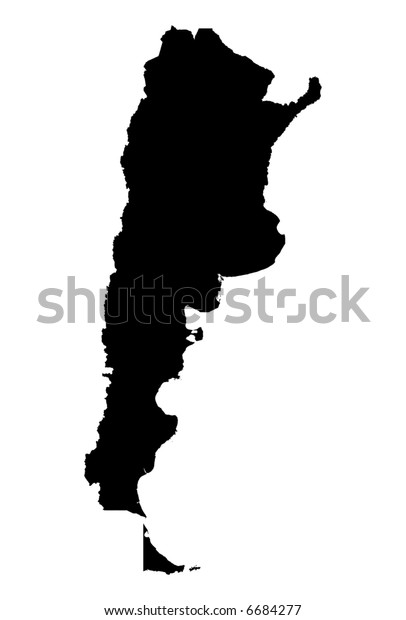 Detailed Isolated Map Argentina Black White Stock Illustration 6684277