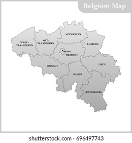 Detailed Map Belgium Regions States Capital Stock Illustration 