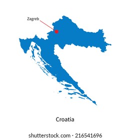 Capital Of Croatia Map Detailed Vector Map Croatia Capital City Stock Vector (Royalty Free)  213828781 | Shutterstock