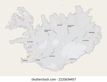 Detailed Map Iceland Isolated On White Stock Illustration 2133634457