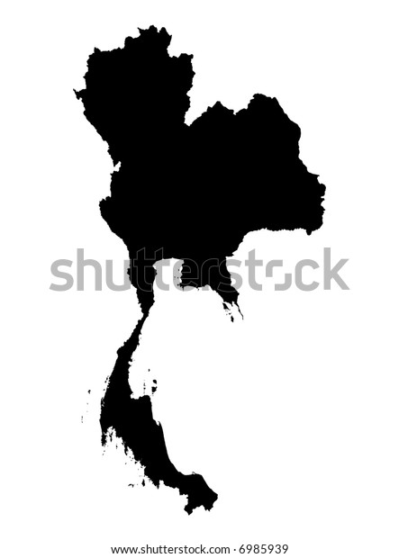 Detailed Map Thailand Black White Mercator Stock Illustration 6985939