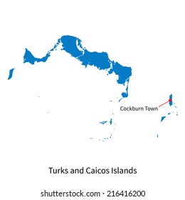 Detailed Map Of Turks And Caicos Islands And Capital City Cockburn Town