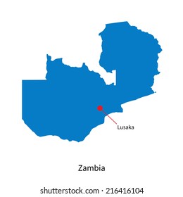 Detailed Map Zambia Capital City Lusaka Stock Illustration 216416104 ...