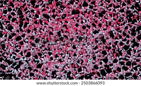 Detailed microscopic view of cellular structures with vibrant pink and blue details showcasing biological activity. 3D Illustration