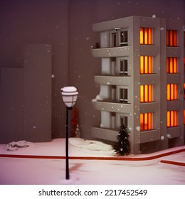  Detailed Miniature Diorama A Soviet Residential Building, Brutalism Architecture, 3d Render,3d Illustration