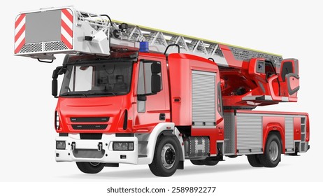 Detailed model featuring an advanced fire engine equipped with extendable ladder for emergency and rescue operations.