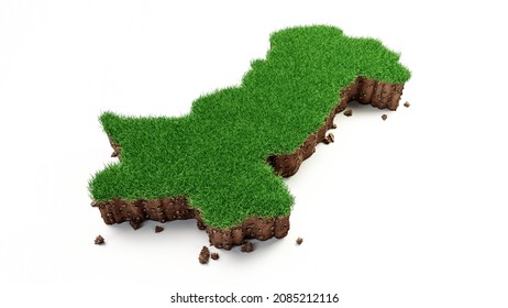 Detailed Pakistan Map Grass and ground texture 3d illustration