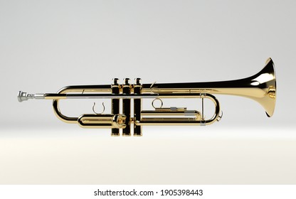 Detailed Trumpet. 3D Illustration, 3D Rendering