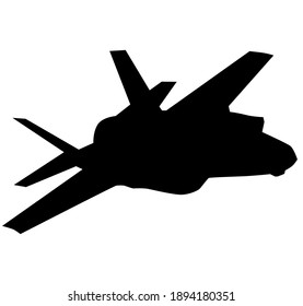 Detailed vector illustration of an Air Force stealth F-35 Lightning II fighter jet. Isolated realistic silhouette F 35 jet fighter while flying.