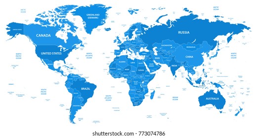 Detailed World Map Borders Countries Stock Illustration 773074786 