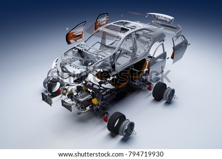 Details of the car on a white background., 3D render Foto stock © 