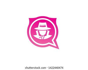 Detective Spy Hat Chat Icon Logo Stock Illustration 1422440474