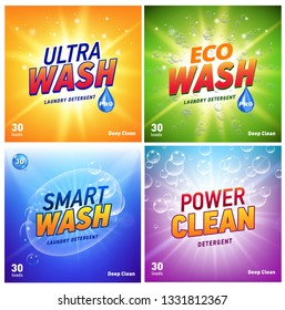 Detergent Packaging Concept Design Showing Eco Friendly Cleaning And Washing. Detergent Package With Eco Logo.