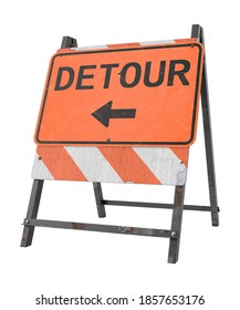 Detour Sign 3D Illustration On White Background