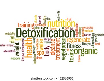 Detoxification, word cloud concept on white background.