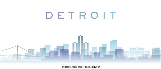 Detroit Transparent Layers Gradient Landmarks Skyline