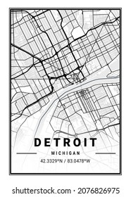 Detroit - United States Light City Map