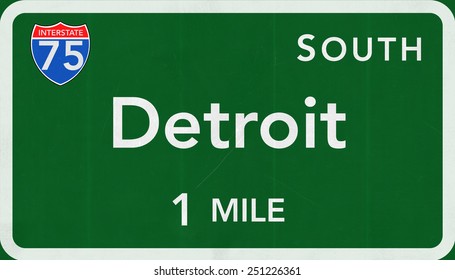 Detroit USA Interstate Highway Sign