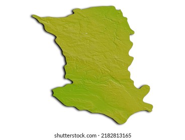 Deux Sevres France Map, Shaded Relief Map Of Deux Sevres France. 3D Render Physical Map.