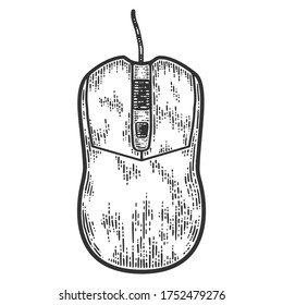 Device Computer Mouse. Sketch Scratch Board Imitation. Black And White.