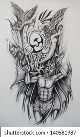 angel vs demon tattoo sleeve