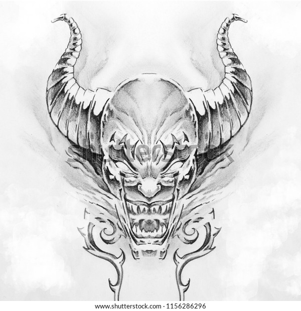 Devil Handmade Tattoo Drawing Stock Illustration 1156286296 | Shutterstock