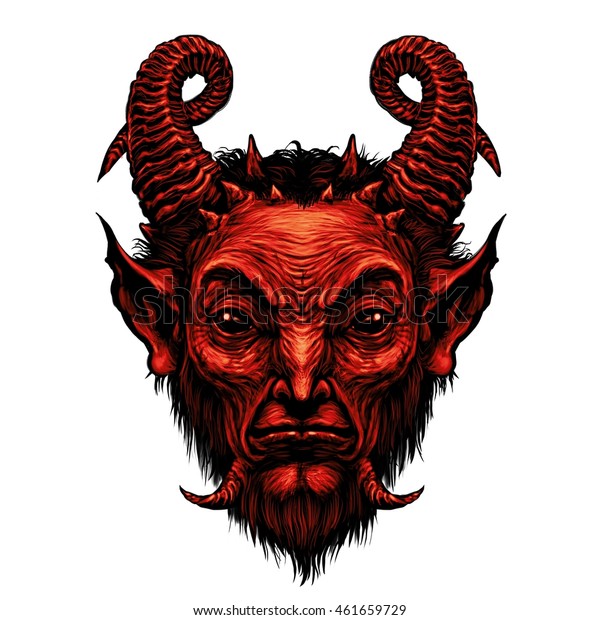 悪魔の頭を風刺するサタンハロウィーンモンスターホーンの暗闇の王子 のイラスト素材