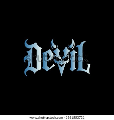 Devil Logo Gothic and Edgy Typography Design for Gaming and Streetwear Brands