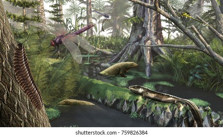 Devonian Landscape, 3d Render