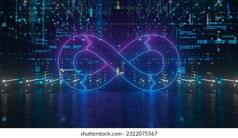 Devops software development operations infinity symbol. Web development concept in isometric design. Developing of internet app, online website service 3d Illustration - Powered by Shutterstock