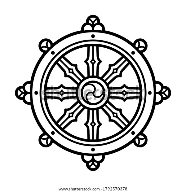 Dharmachakra Dharma Wheel Symbol Buddhism Black 库存插图 1792570378