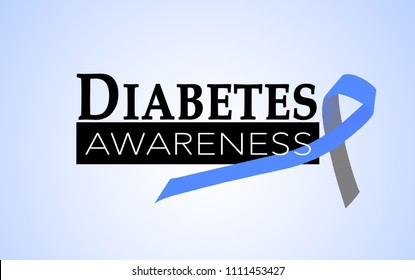 Diabetes Awareness With Blue And Grey Ribbon