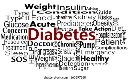 Diabetes awareness and cause concept with word collage