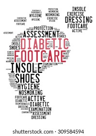 Diabetes Foot Care Word Collage Concept.