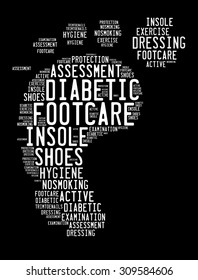 Diabetes Foot Care Word Collage Concept.