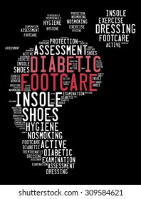 Diabetes Foot Care Word Collage Concept.