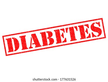 DIABETES red Rubber Stamp over a white background.