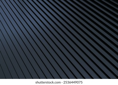 Diagonal black lines create a clean geometric pattern on a dark background, providing a sleek and modern textured backdrop concept. 3D Rendering - Powered by Shutterstock