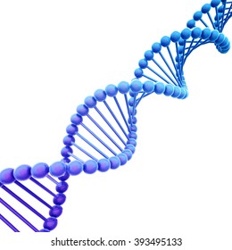 Diagonal Blue DNA Helix on White
